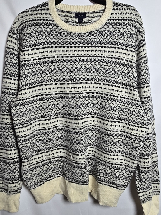 J. Crew Other - J. Crew Factory Lambswool Blend Cream & Black Fair Isle Crewneck Sweater, Sz L